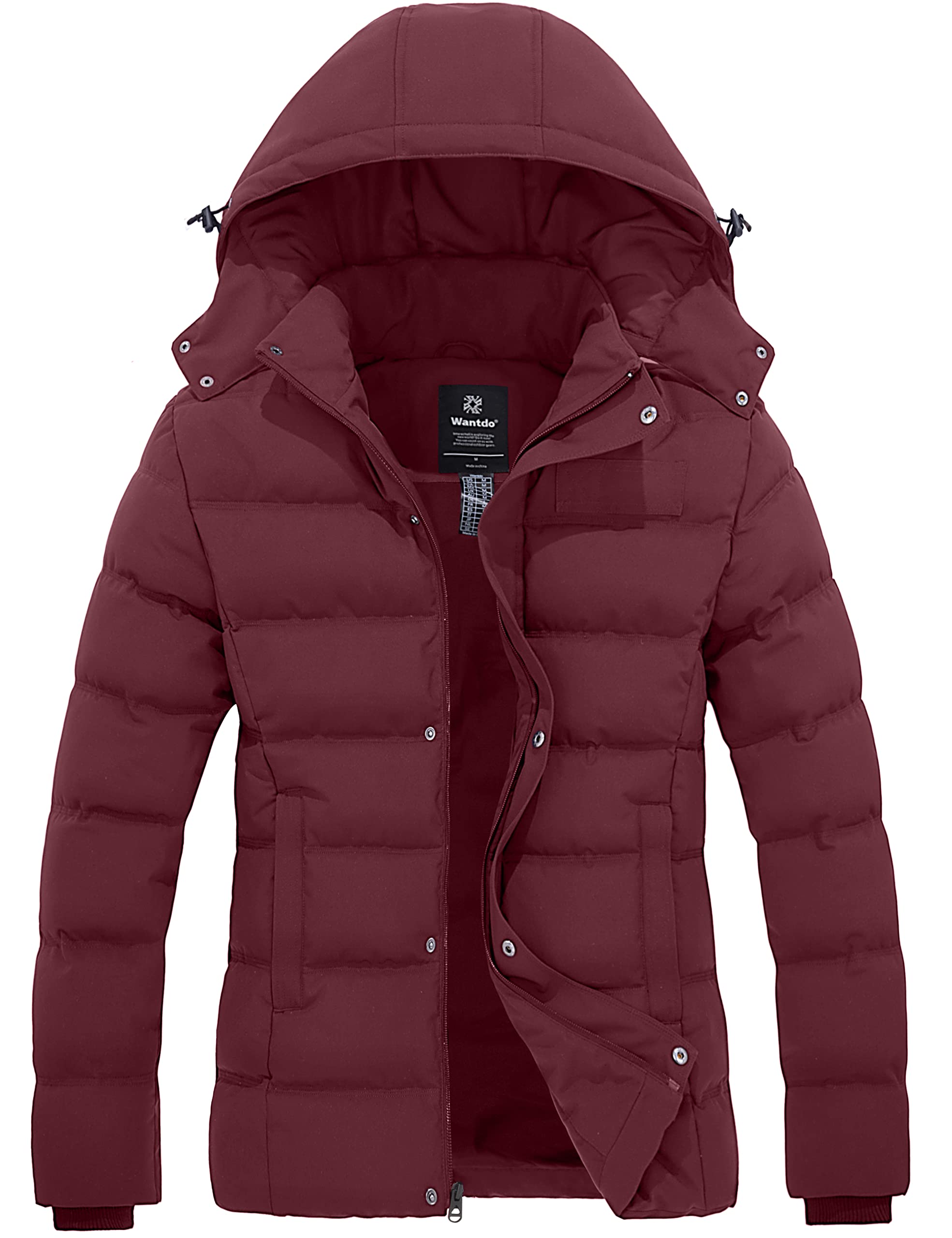 Wantdo Women's Hooded Warm Winter Coat Quilted Thicken Puffer Jacket with Removable Hood